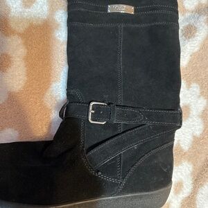 Coach Black Suede Winter Boots with Silver Detail